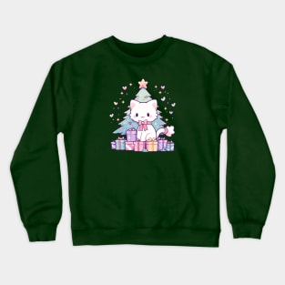 A meowy Christmas (white cat) Crewneck Sweatshirt